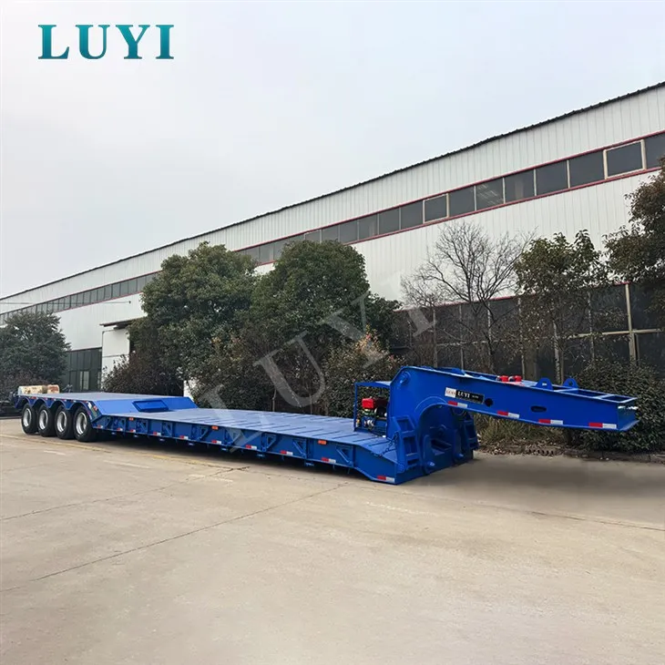 4 Axles Carbon Steel Container Hydraulic Ladder Lowbed Trailer